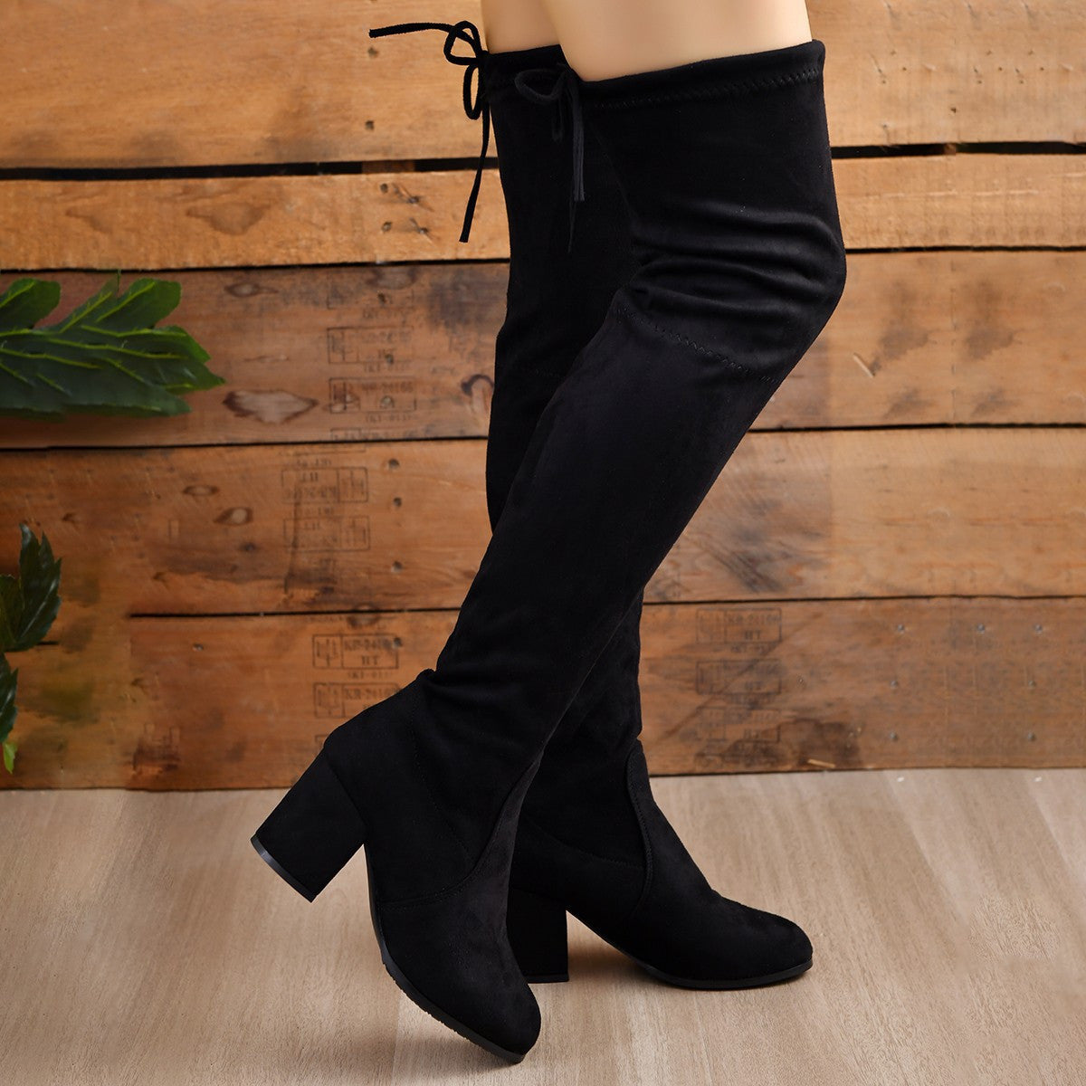 2025 Autumn Winter New Large Size Over-the-Knee Long Boots for Women Elastic Boots High Heel High Tube Boots Chunky Heel Long Boots for Women